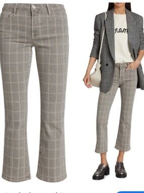 FRAME Le Crop Mini boot window pane plaid gray denim jeans 27